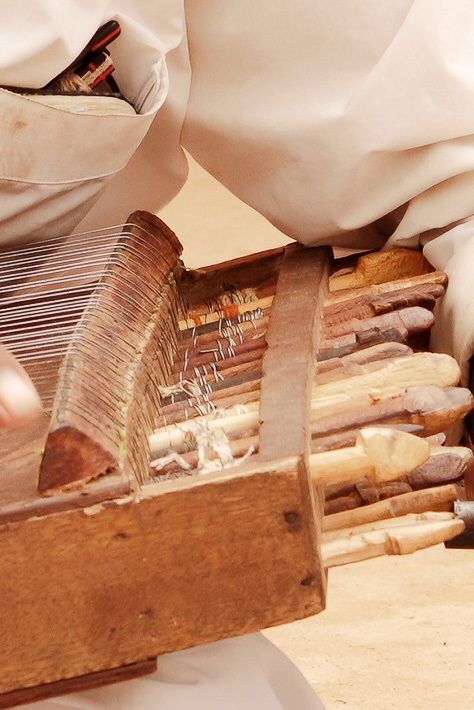Close-up of instrument strings during recording